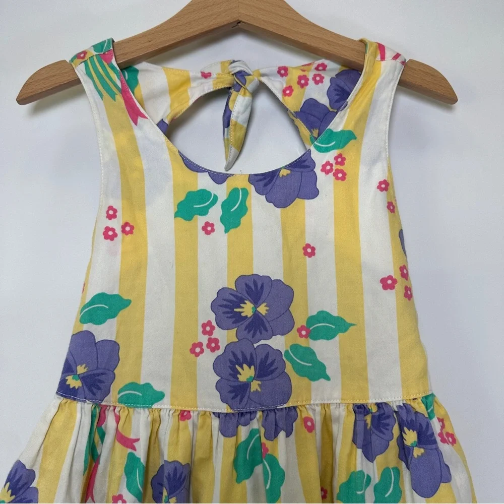 VTG Gymboree Flower Party Pansy Rainbow Label Girls Large Halter Sundress Violet
